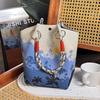 Cute Knitted Bucket Bag Creative Pattern Leisure Wrist Bag Versatile Portable Handbag for Women Girls