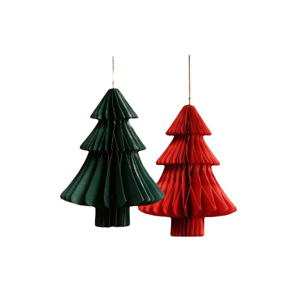Paper Xmas Tree Pendant 3D Christmas Tree Ornament Creative Christmas Bell Ornament  Tree Scene