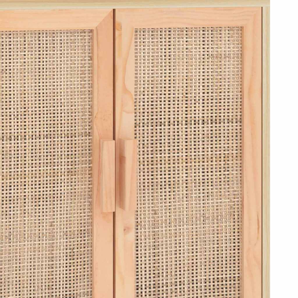 Sideboard Brown 60x30x70 cm Solid Pine Wood and Natural Rattan