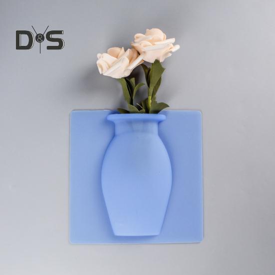 3/6Pcs Wall Mount Silicone Vase Reusable Self-Adhesive Home Office Indoor Refrigerator Window Wall Hanging Plants Flower Vase Sticker Decoration