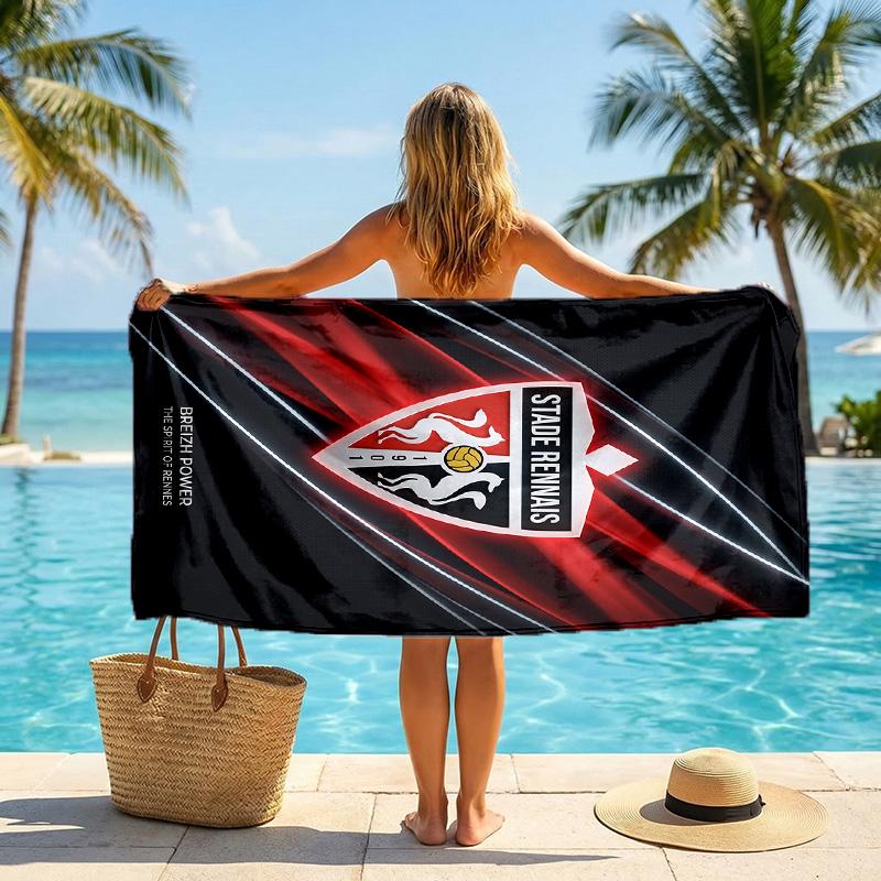 Stade Rennais FC Stampa Asciugatura Rapida Telo da Spiaggia Microfibra Assorbente Portatile da Viaggio Asciugamano da Nuoto