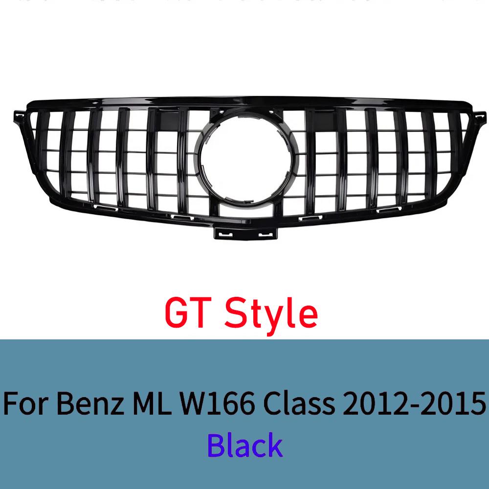 For Mercedes ML W166 2012-2015 Front Bumper Grille ABS Gloss Black Sport Mesh Grill  Tuning Accessories ML300 ML350 ML400