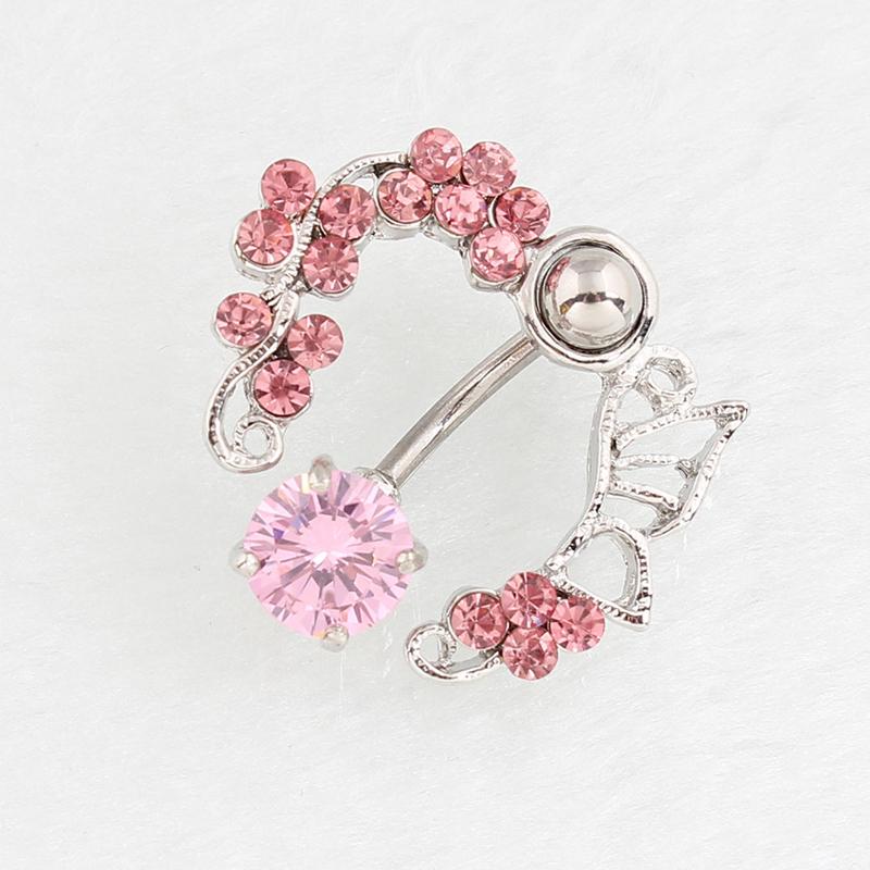 Kristal Taşlı Delikli Kelebek Göbek Deliği Halka Modaya Uygun Kadınlar İçin Göbek Tırnağı Paslanmaz Çelik Seksi Vücut Piercing Takı