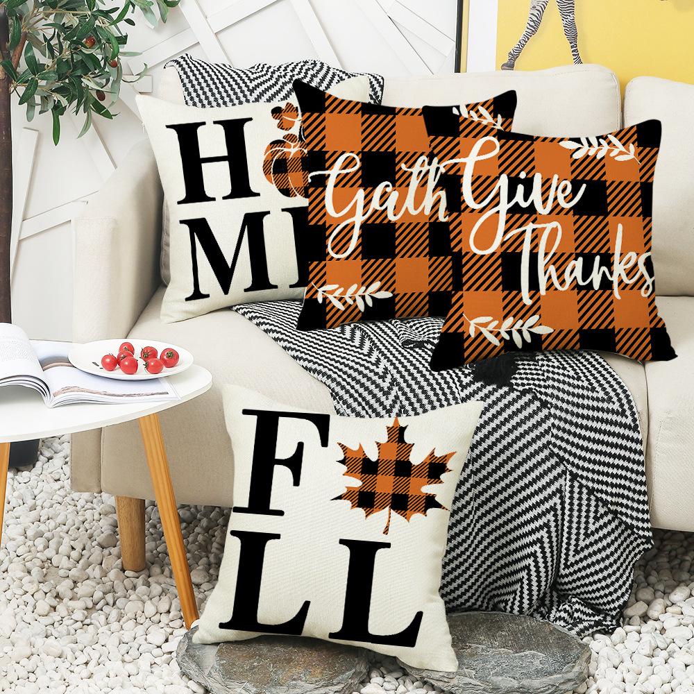 New Autumn Maple Leaf Letter Pillow Cushion Sofa Bedside Bedroom Living Room Linen Pillow Cover