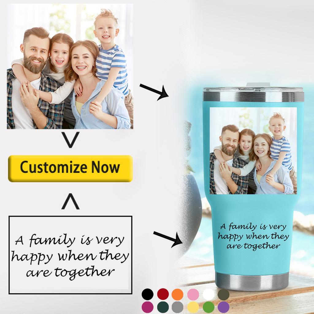 Personalized Customized Name Photo Coffee Mug 30 Oz Stainless Steel Custom Mug Cup Gift For Men Women Mom Birthday Father's Day Christmas