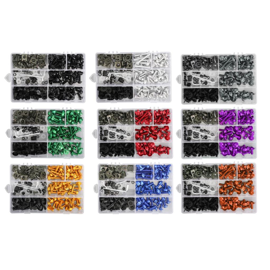 Viprh Motorcycle 198PCS Universal Fairing Bolts Screws Bodywork Kit Compatible with Honda Kawasaki Ducati Gold