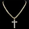 Christian Crystal Cross Pendant Necklace for Men Women Stainless Steel Gold Color Rhinestone Religion Necklaces Jewelry NZZZ493