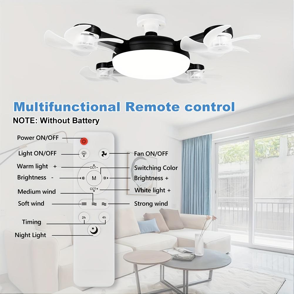 E27 E26 Drone Fan with LED Light 3 Gears Adjustable 2 In1 Electric Cordless Drone Fan for Home Dining Room Bedroom Living Room