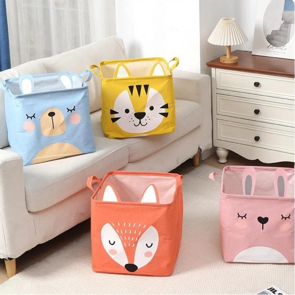 Cute Cloth Storage Box Dustproof Multifunctional Dirty Clothes Basket Cartoon Large Capacity Folding Storage Basket Home