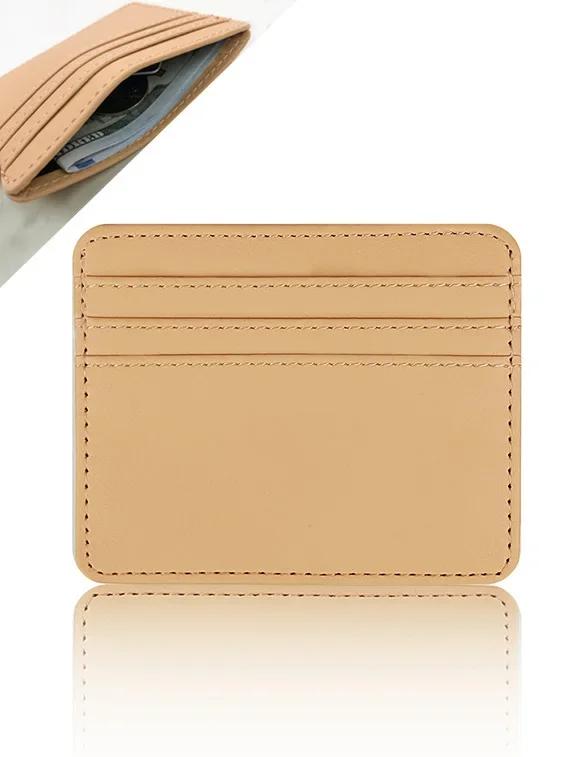 Solid Color Slim Id Bank Card Holder Wallet For Men Women Business Pu Leather Card Protector Case Coin Cards Cover Pouch Bag