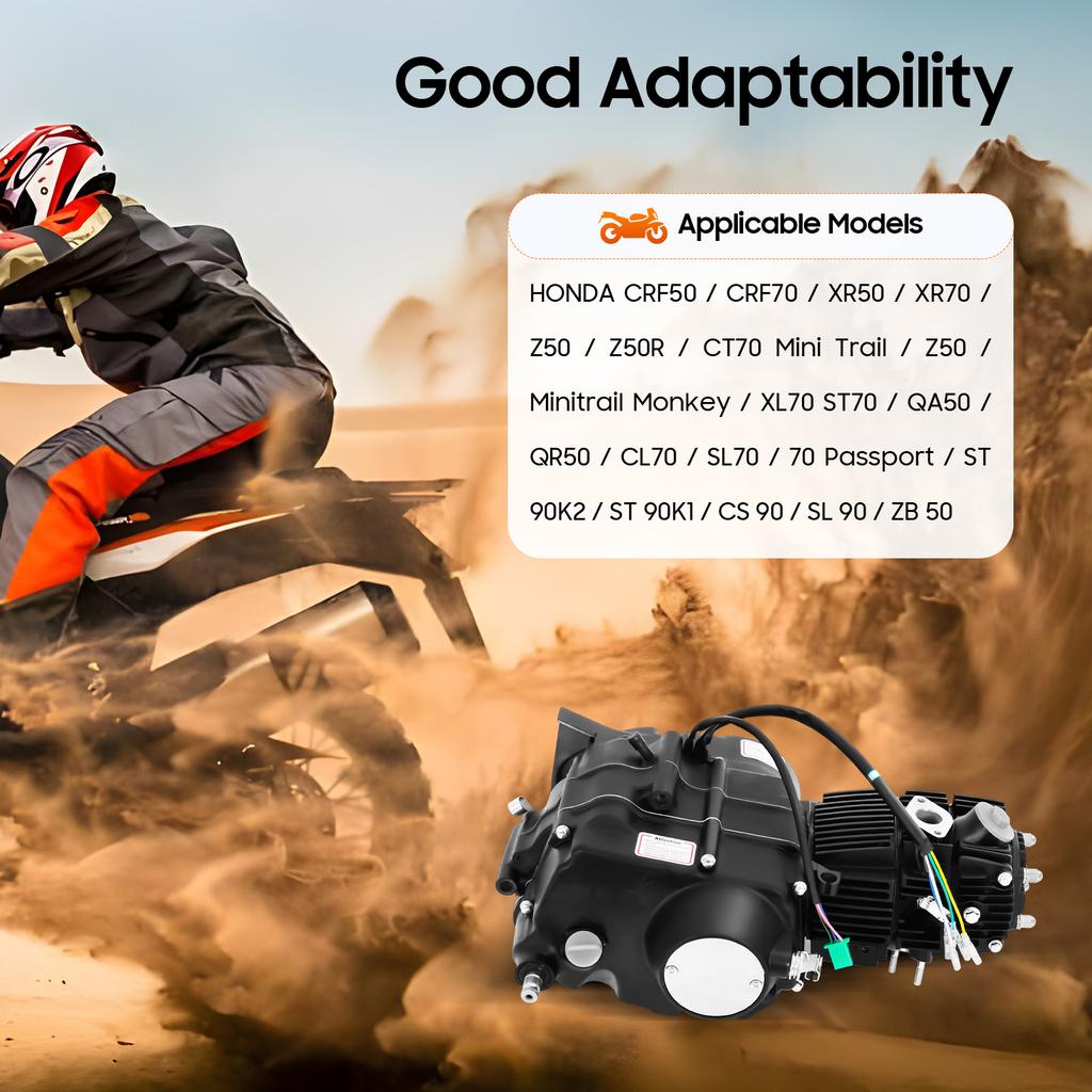 110cc Kick Start Engine Kit for Honda CRF50 XR50 CRF70 Z50 CT70 Mini Trail Monkey Dirt Pit Bike Metal Black Replacement Motor