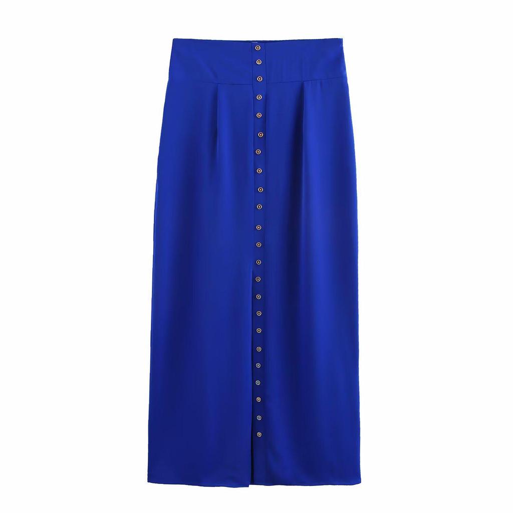 Spring 2025 Women's European & American Cowl Neck Sleeveless Top & Button Midi Skirt Casual Set