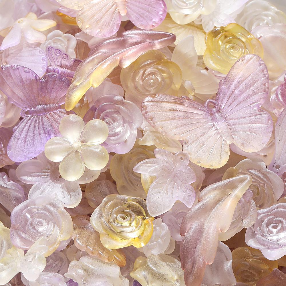 20g/Lotto Perline Miste Foglie Fiori Farfalla Perline Distanziatrici Acriliche per Creazione Gioielli Braccialetti Fai da Te Accessori Forniture