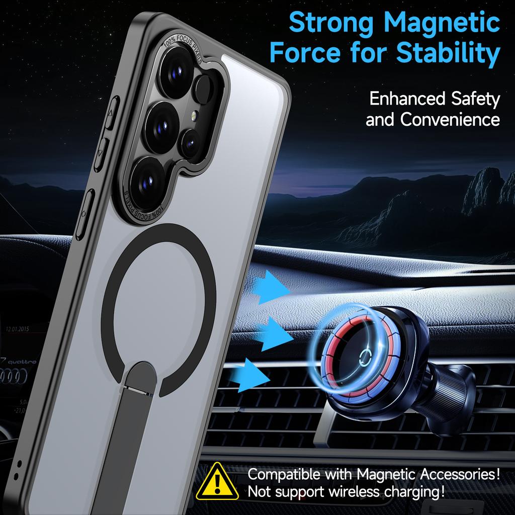 For Samsung Galaxy S26 Ultra Magnetic Case Kickstand TPU + Acrylic Phone Cover