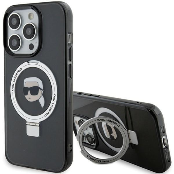 Karl Lagerfeld KLHMP15LHMRSKHK iPhone 15 Pro 6.1" Black/black Hardcase Ring Stand Karl Head MagSafe