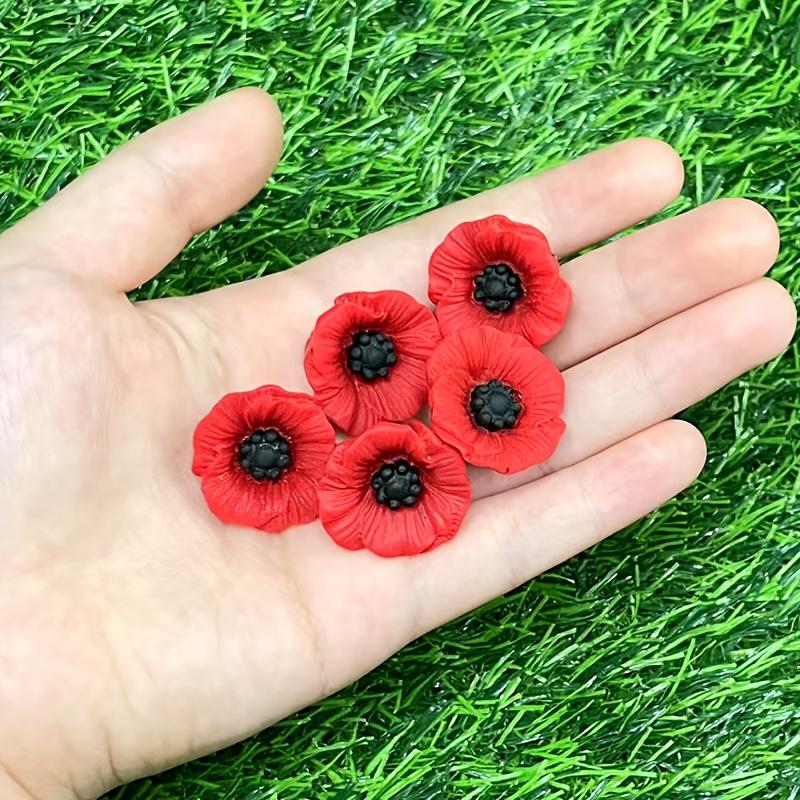 

5pcs Vintage Red Poppy Flower Brooches - Elegant Resin Fashion Jewelry for Men & Women, Perfect for Clothes, Backpacks, Hats