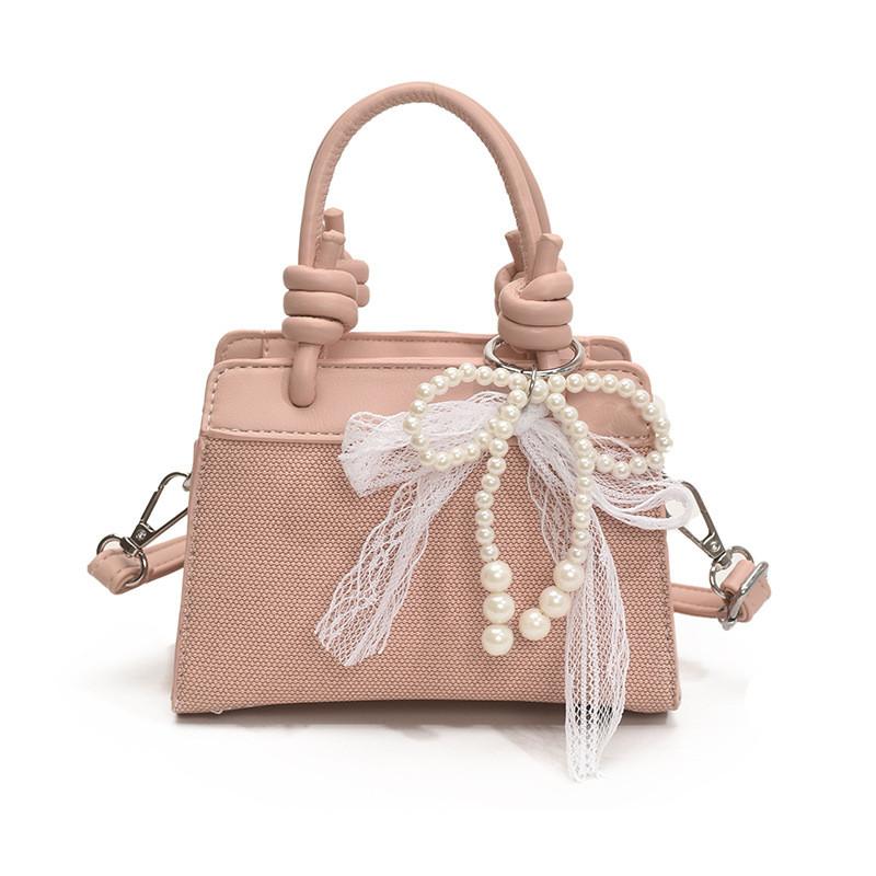 Design Minimally Spliced Children Casual Single Shoulder Square Bag With Pendant