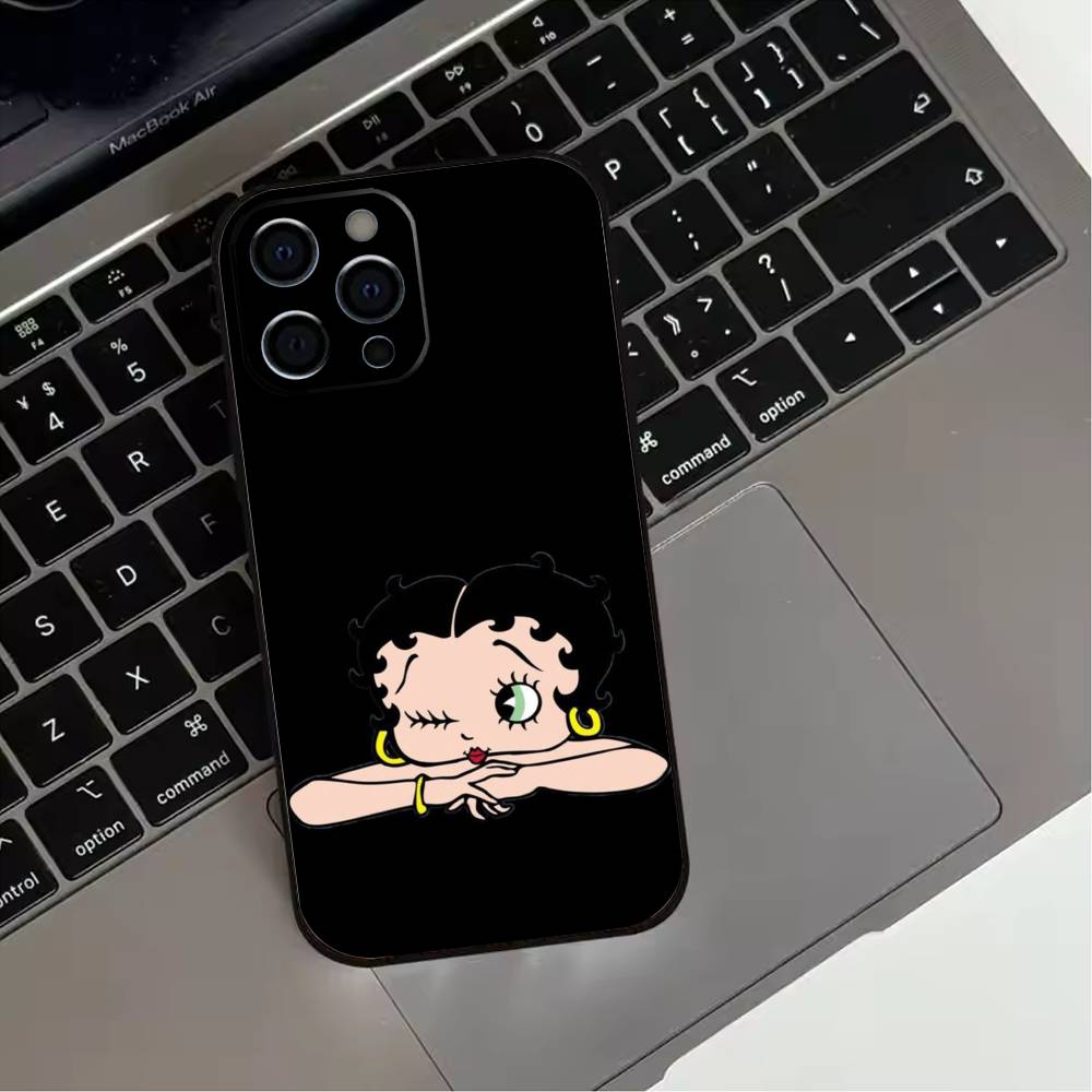 

G-Girl G-Betty-es B-BoOpS Phone Case For iPhone 17,16,15,14,13,12,11 Plus,Pro Max,XS,Soft Silicone Black Cover iPhone12