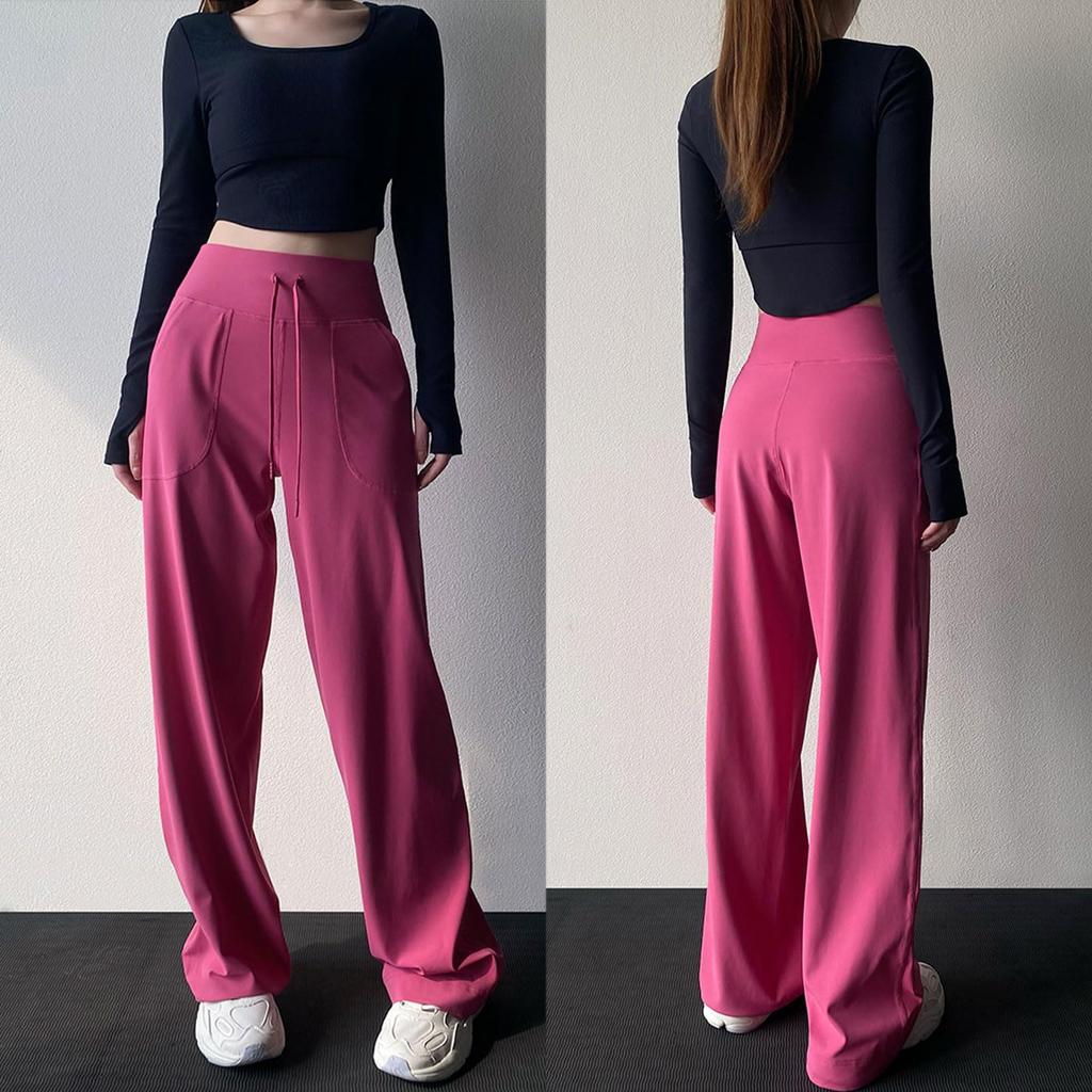 Yodilala Yoga Long Jogger Loose Rose Size S Women's Leggings, Pants, Moisture-Wicking, Quick-Drying, High-Waisted Pants, Fit, Red,