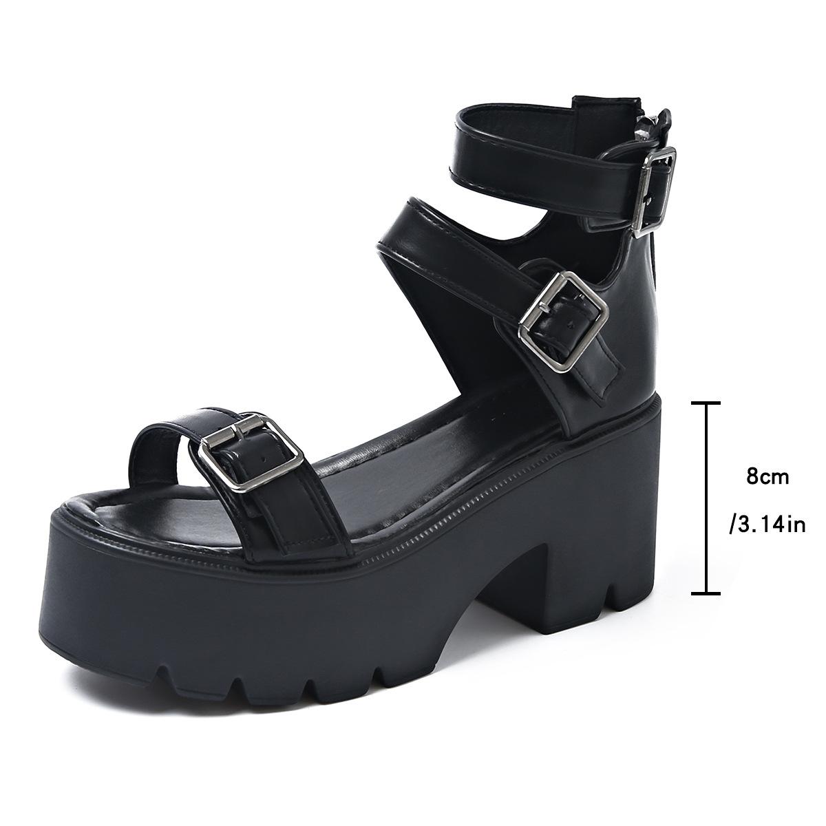 

Модные женские сандалии 2025 лето новая уличная нескользящая и износостойкая обувь сандалии на высоком каблуке задняя молния сандалии с высоким верхом 42 чёрный