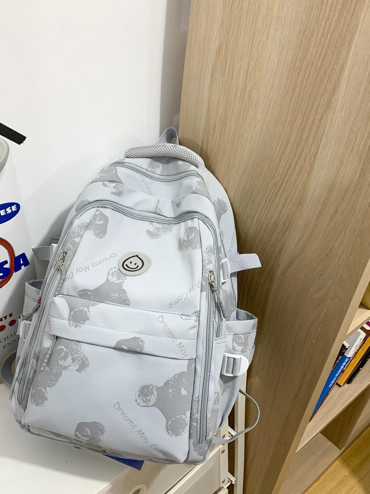Unisex Large Capacity Fashionable Teddy Bear Print Backpack for Students and Travelers