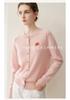 Women's 100% Pure Cashmere Cardigan with Colored Buttons, Round Neck, and Fruit Embroidery.