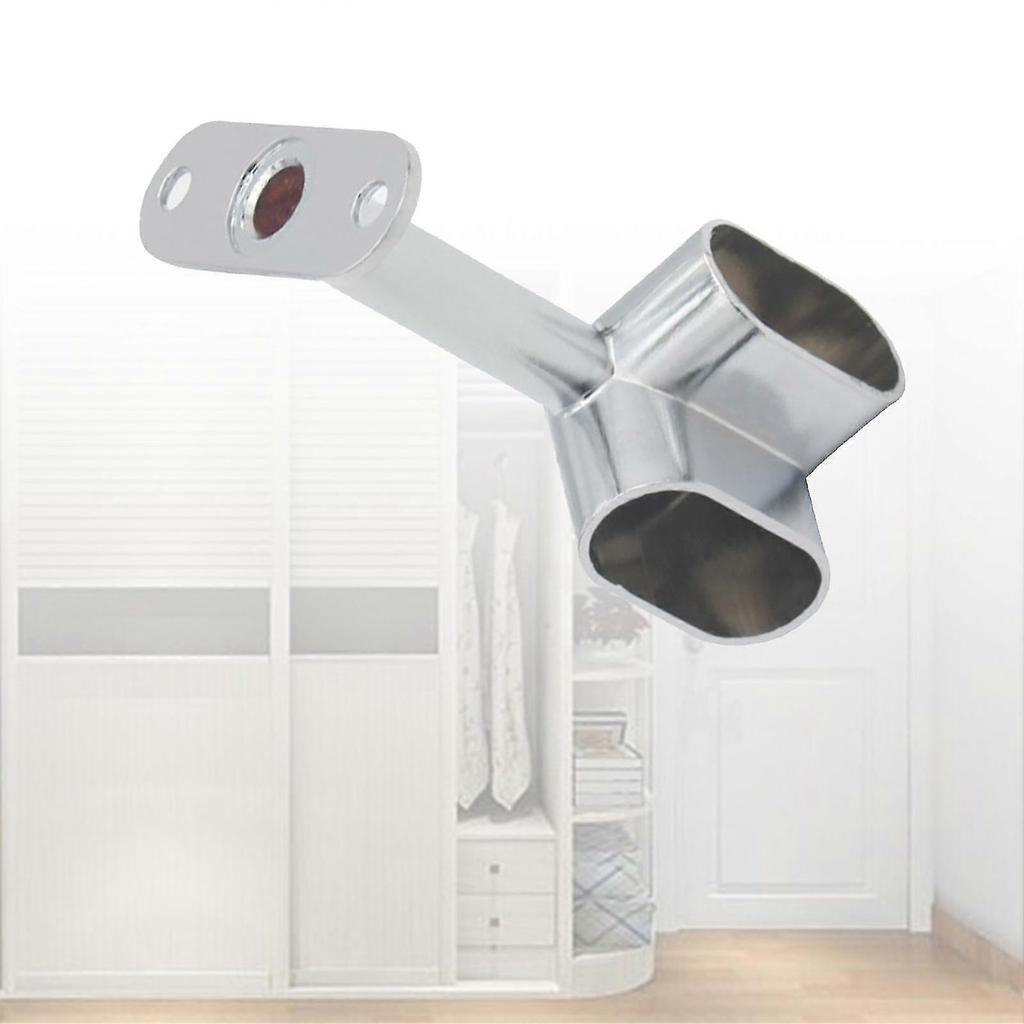 2pcs Alloy Ceiling Mounted Bracket Corner Wardrobe Rod Clothes Rail Lever Holder