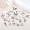 20Pcs Silver Alloy Butterfly Nail Art Bow Charms Accessories Parts For Manicure Doecr Retro Nails Decoration Design Supplies
