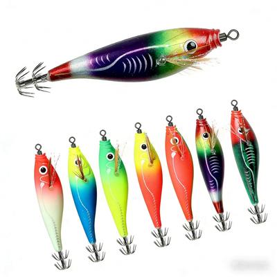 10cm10gLuminous Wooden Shrimp Noise Colorful Balance Shrimp Squid Hook Lure Hard Bait Sea Fishing Fake Bait Special Model