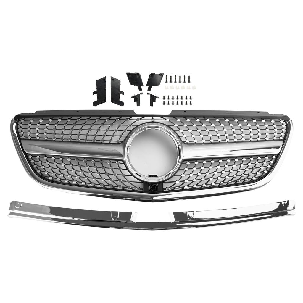 Diamond Front Bumper Grill Grille Fit Mercedes Vito W447 2015-19 GT Stlye