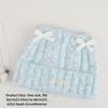 Melange Yarn Double Lace Bows Beanie Cuffed Design Warm Winter Beanie  Daily Fashion