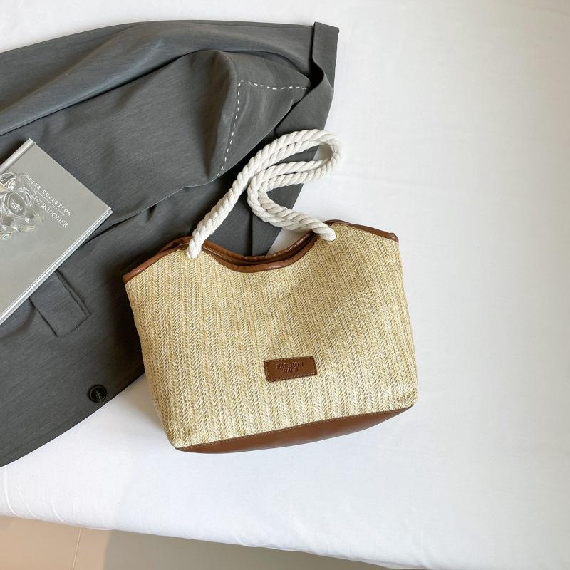 Fashion summer weaving beautiful simple casual portable shoulder armpit bag versatile large capacity students commute to class