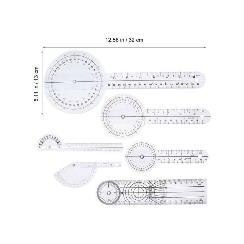 6 Pcs Ruler Set Goniometre Spinal Finger 60 Degree Goniometer Knee Physiotherapy Angle Protractor Tool Measurement Measuring