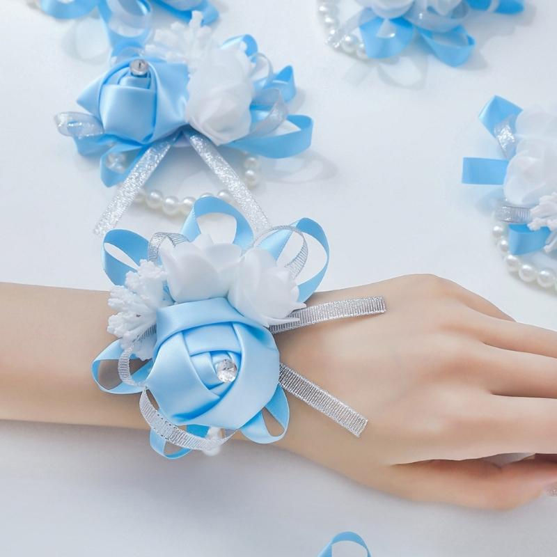 Romantik Seidenblume Braut Handgelenkblume Corsage für Hochzeitsfotografie Verlobungsparty Zubehör Handgelenkdekoration