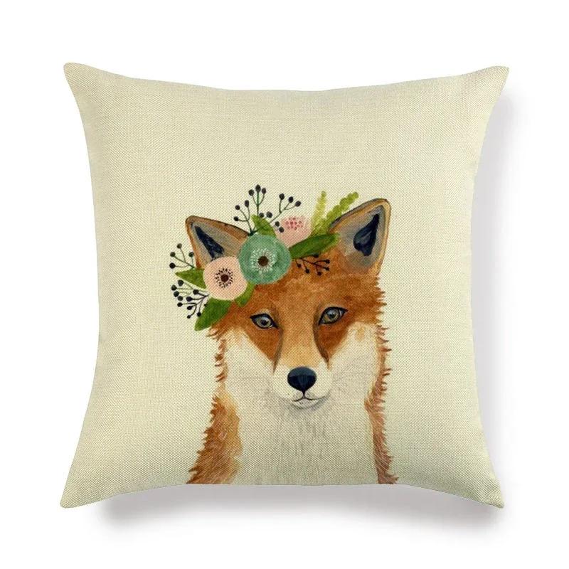 Lovely Fox Pattern Linen Pillow Cushion Cover Office Living Room Bedroom Sofa Car Decorative Pillowcase 45*45cm