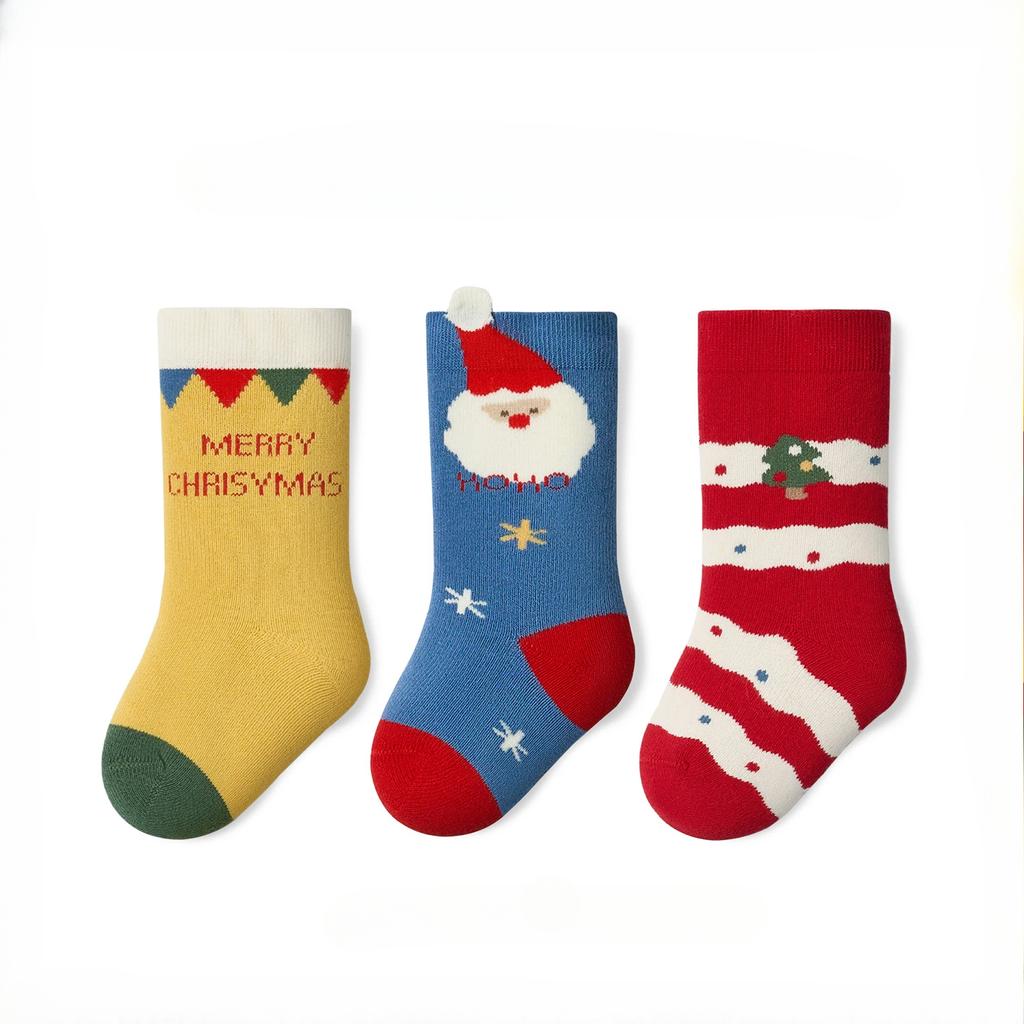 3Pairs  Children Christmas Winter Ultra Thick Terry Socks Elements Soft And Delicate High Elasticity Stitch Socks Cool 0-5Years