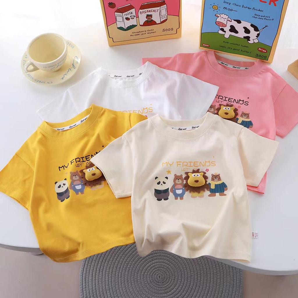 Cartoon 3D Doll T-Shirt for Kids - Pure Cotton, Short Sleeve, Summer Parent-Child Outfit
