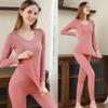 1 Set Highly Elastic Thermal Underwear Low Collar Warm Shaping Clothes Fashion Base Top  for Women
