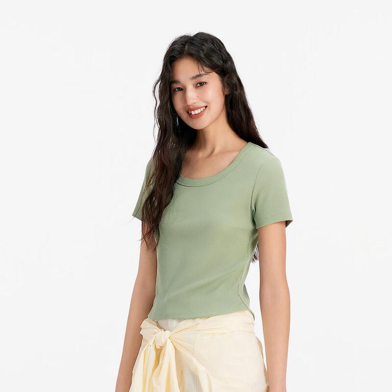 Semir Women's Cooling Short-Sleeved Square Neck Slim Fit T-Shirt