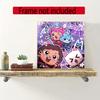 Cartoon Cute Gabbys Style 5D Diamond Painting Round Diamond Rhinestones Mosaic Diamond Embroidery Wall Paintings Rhinestones Gift Frameless