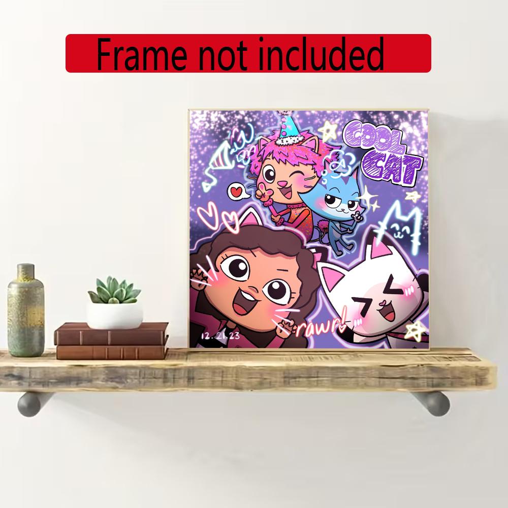 Cartoon Cute Gabbys Style 5D Diamond Painting Round Diamond Rhinestones Mosaic Diamond Embroidery Wall Paintings Rhinestones Gift Frameless