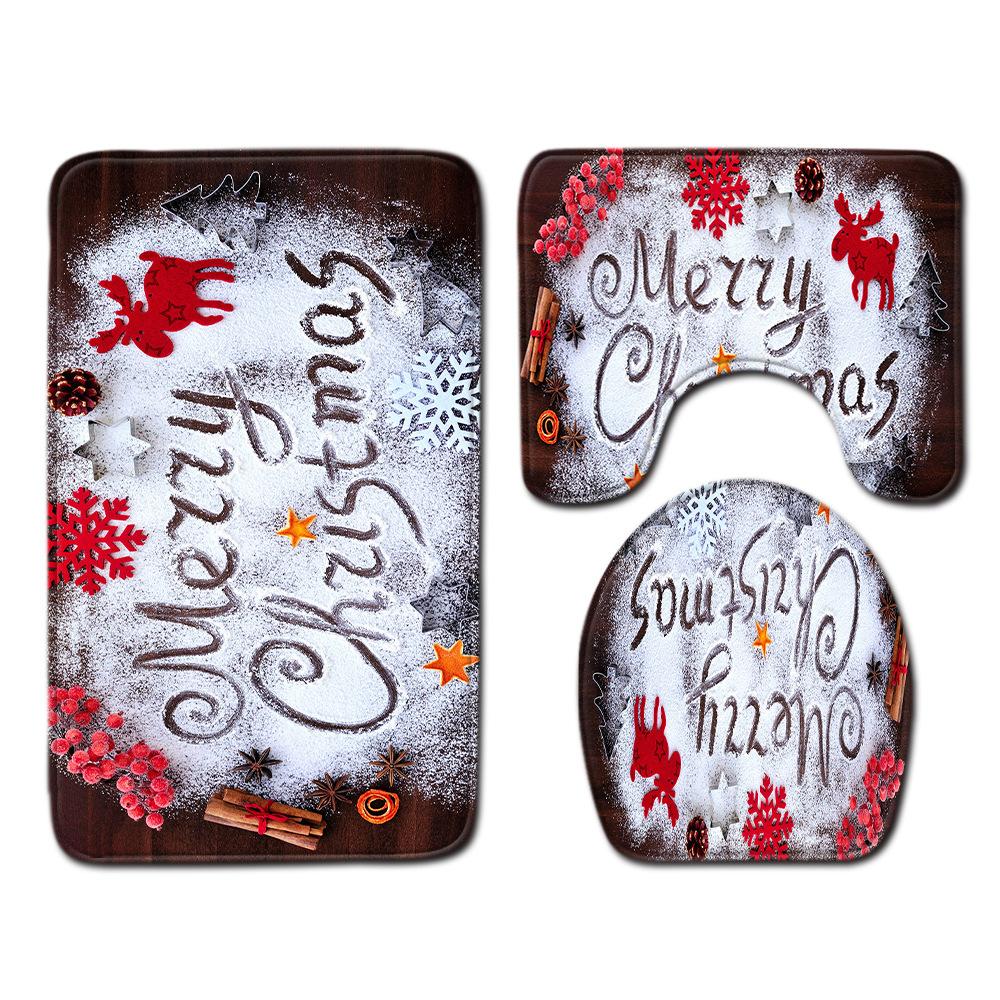 3D Toilet Floor Mat Bathroom Mat Christmas Three-Piece Foot Mat E-Commerce