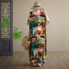 Abito estivo lungo maxi casual ampio da donna taglie forti manica corta cotone floreale vintage nuovo