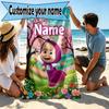 Asciugamano da Spiaggia Personalizzato con Nome Masha e Orso, per Viaggio Campeggio Festa in Spiaggia Decorazione Casa, Regalo di Compleanno per Famiglia e Amici