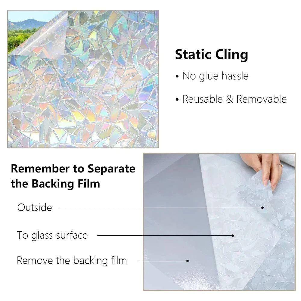 1Roll Anti-look Window Film 30/40/50/60cm Privacy Stickers  Shower Windows Rainbow Decoration