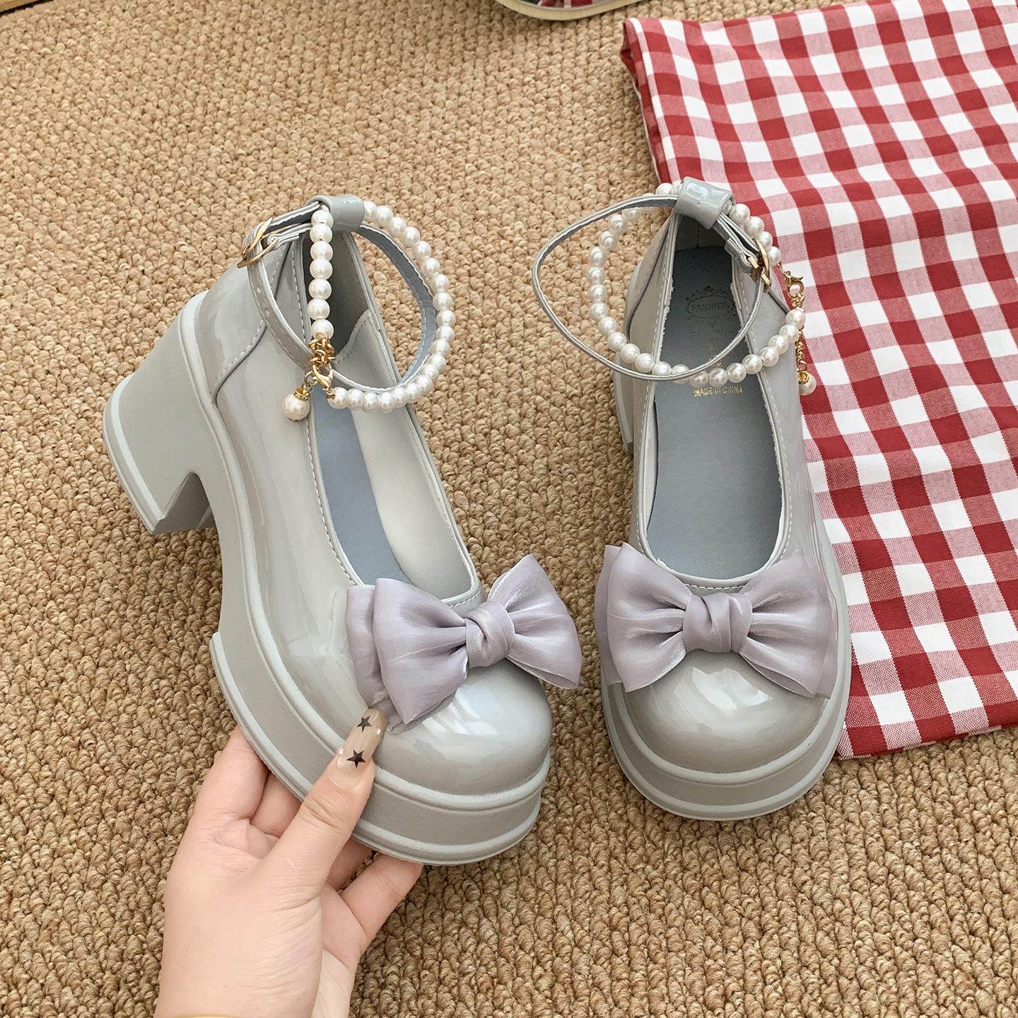 

Retro black British style thick high-heeled small leather shoes women s 2025 new autumn small man height increase Mary Jane single shoes 40 синий