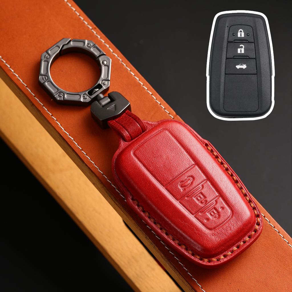 Leather Car Key Fob Case Cover Accessories For Toyota Sienna Rav4 Venza Mirai Hybrid Vehicles Alphard Previa Voxy