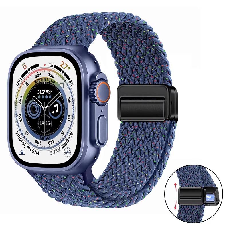 Nylon Braided Band For Apple Watch Series Ultra 3 2 1 49mm 11 10 46mm 42mm 9 8 7 45mm 41mm Magnetic Strap iWatch 6 5 SE 44/40mm Belt