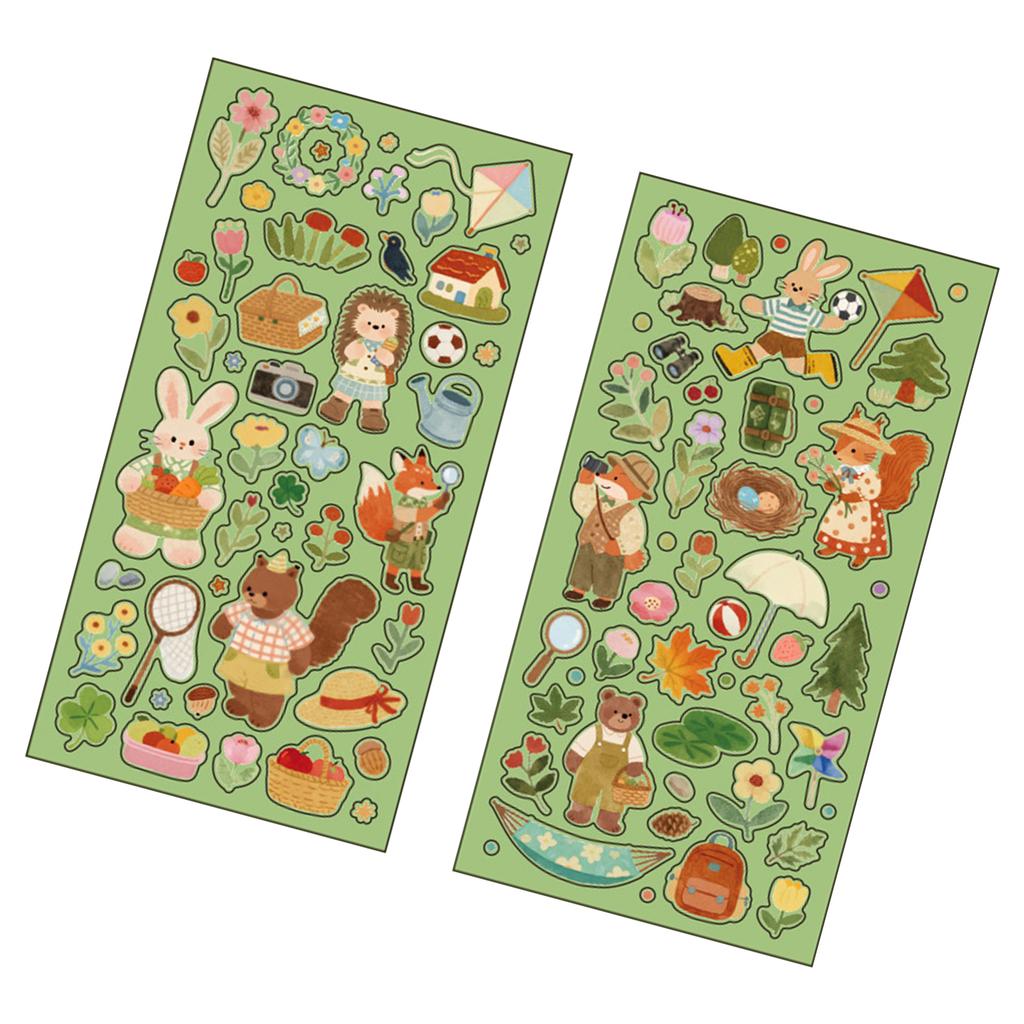 Cartoon Animal Scrapbooking Sticker Transparent Decorative Sticker for DIY Craft Journaling Scrapbook Journal Planner