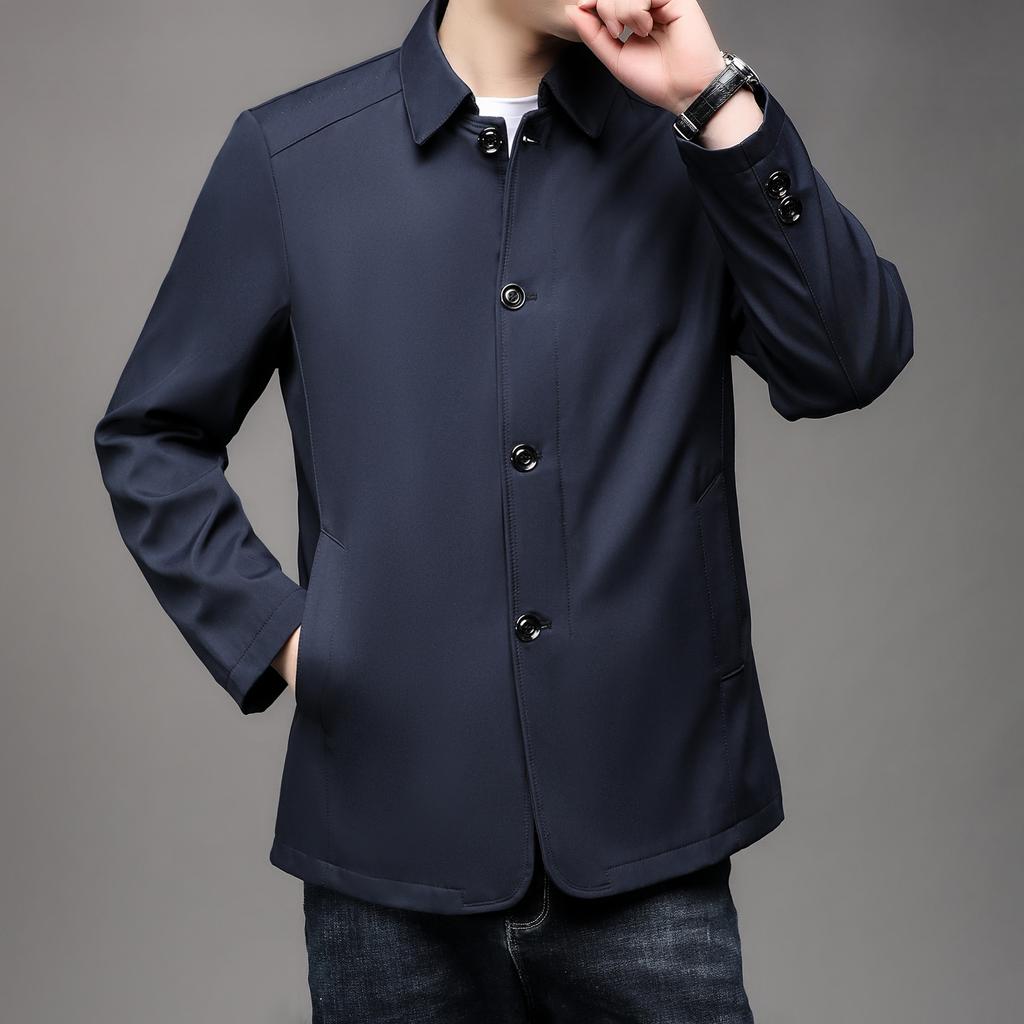 Spring and Autumn Men's Lapel Jacket High-end Casual High-end Business Men's Clothing Jacket Daddy Jacket